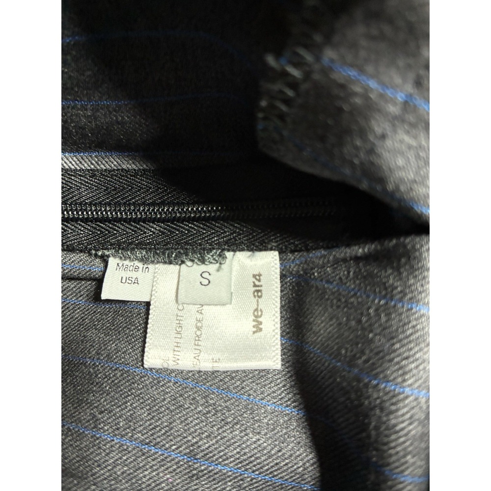 WE-AR4 Asymmetric Pleated Skirt S Gray Virgin Wool Blue Pinstripes USA NEW - Picture 8 of 11